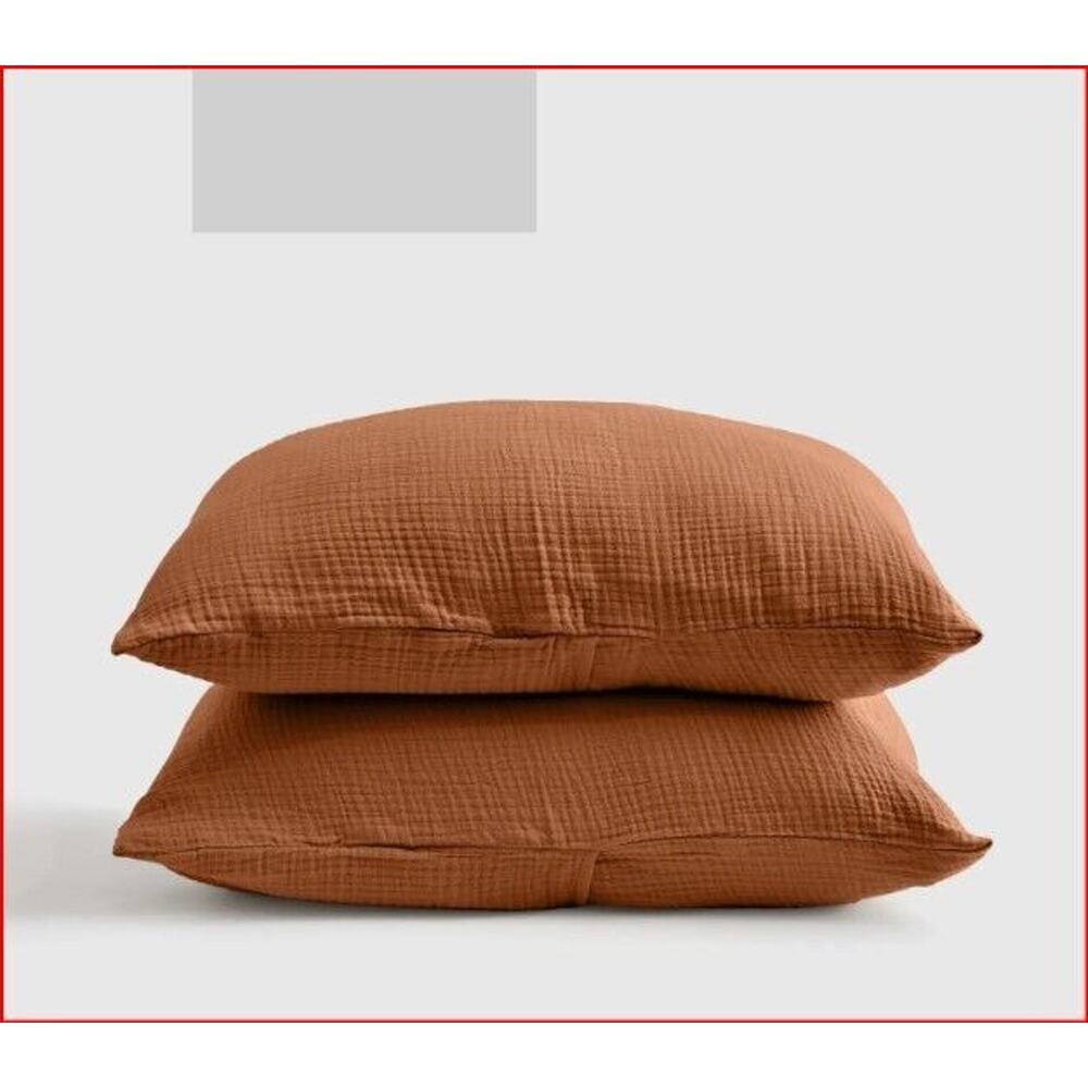 Quince Rust Cotton Pillowcases - Set of 2